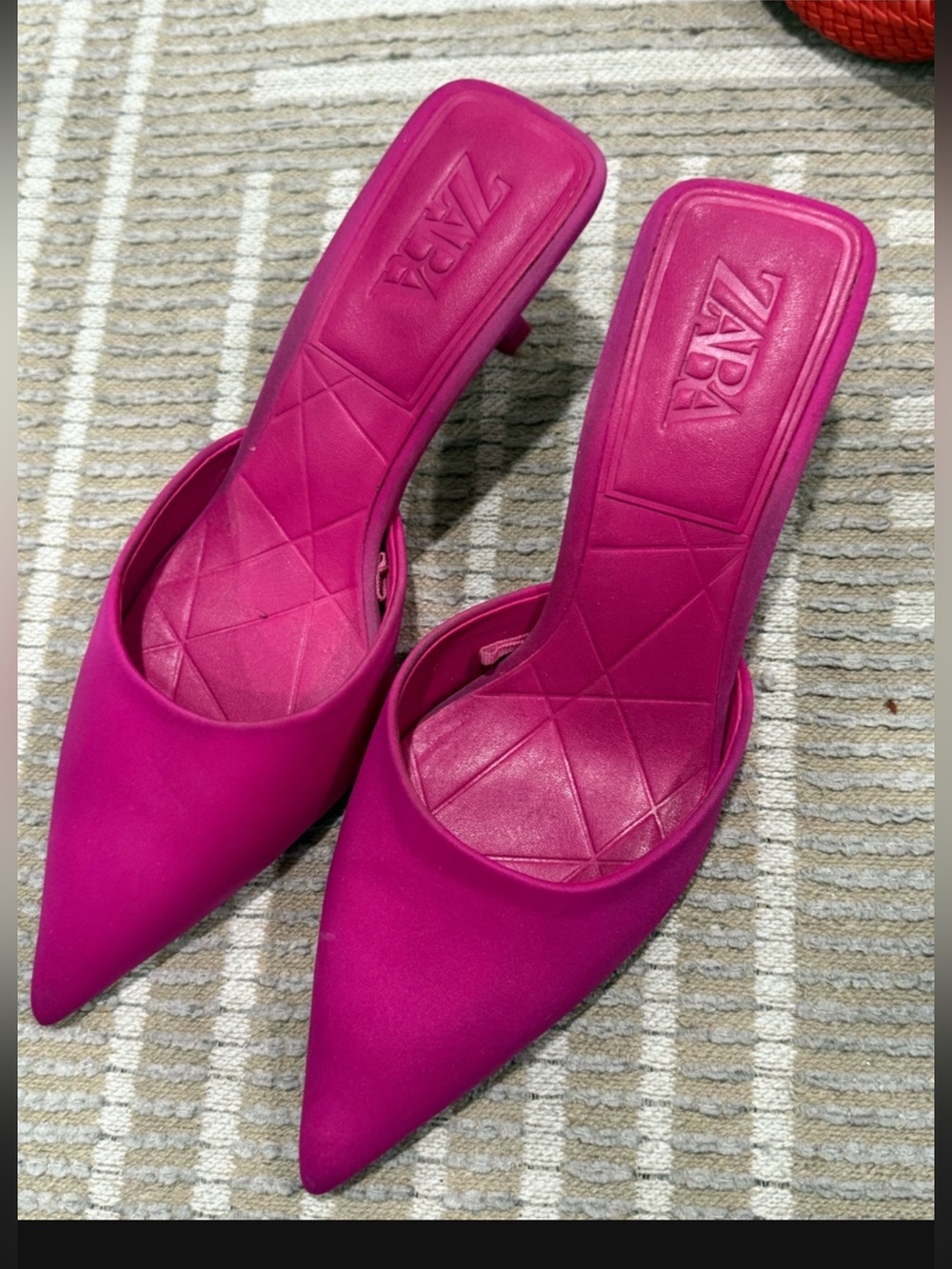 Zara Hot Pink Pointed Toe Mule Heels